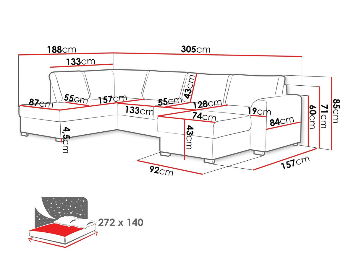 Sarokkanapé Wilma (Szafran), Szín: Wave 09, Változatok: Jobbos