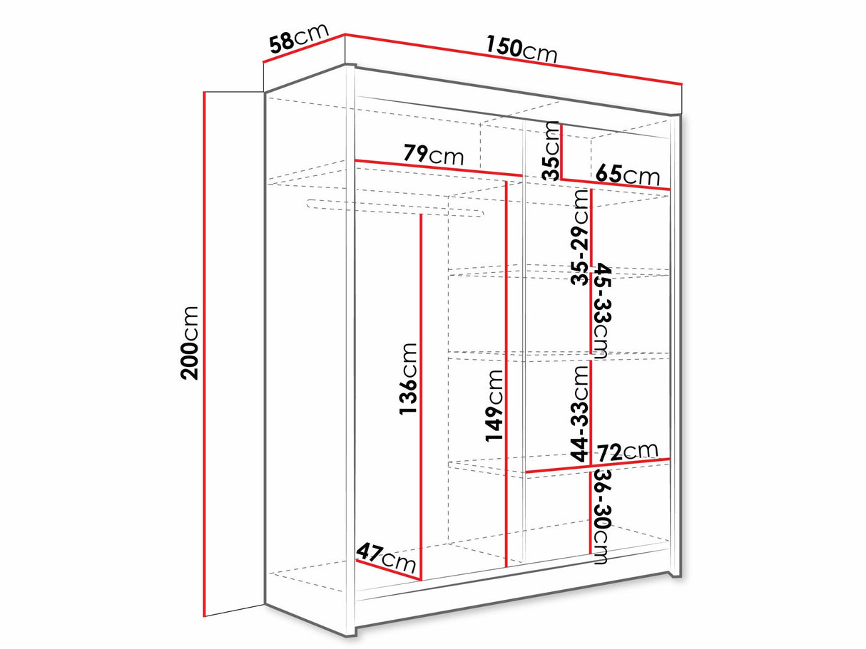 Gardróbszekrény Westa S (Presto S), Szín: Sonoma tölgy, Led világítás: Igen