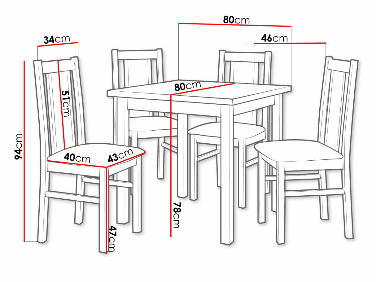 Étkezőgarnitúra 05 (MAX 9 + BOS 14), Fa színe: Sonoma tölgy