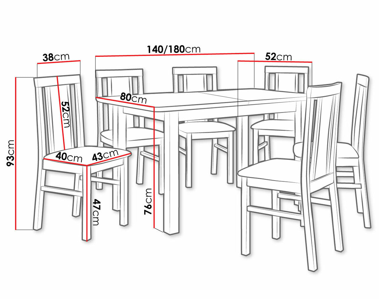 Étkezőgarnitúra Zestaw 12 (WENUS 2 S + MILANO 7) Orzech / Orzech + Kronos 7