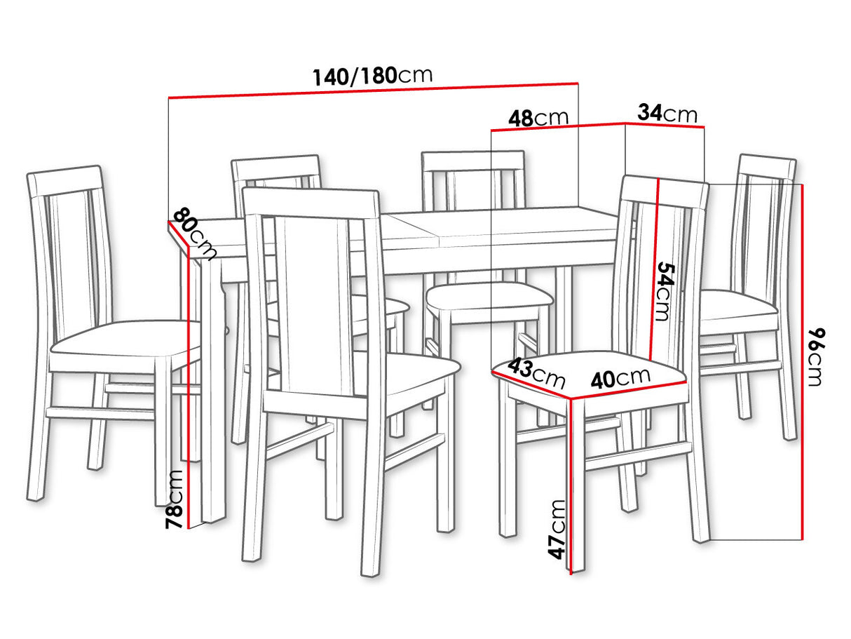 Étkezőgarnitúra 20 (MODENA 1 P + NILO 2), Fa színe: Sonoma tölgy