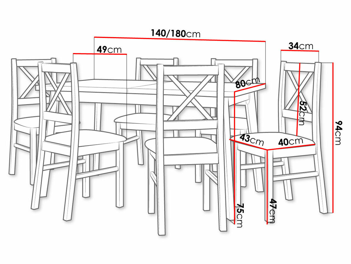 Étkezőgarnitúra 11 (OSLO 5 + NILO 10), Asztal színe: Artisan tölgy + Fekete, Kárpit: Paros 2