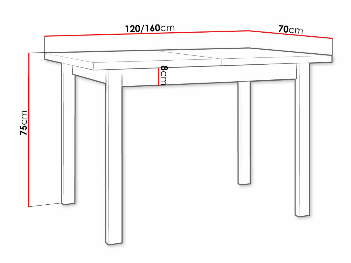 Asztal Max 10 70x120/160 (Eliot 10), Szín: Fehér
