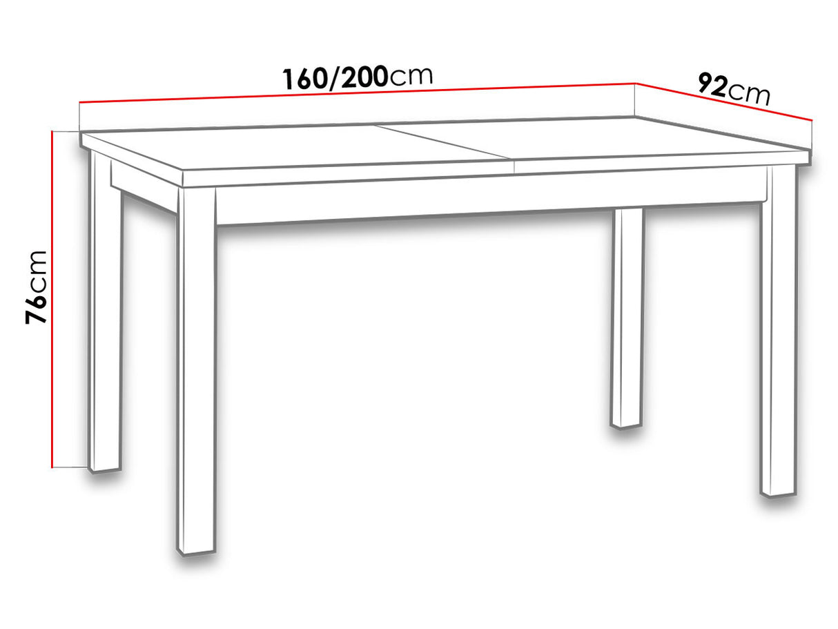 Asztal Alba 4 90 x 160/200 (Diesel 90 x 160/200 4), Munkalap színe: Artisan tölgy, Lábak színe: Fekete