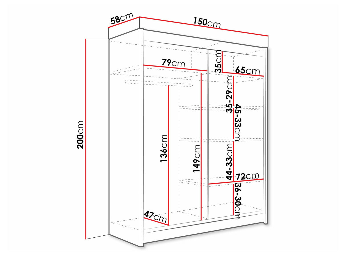 Gardróbszekrény Westa III (Presto), Szín: Kasmír, Led világítás: Igen