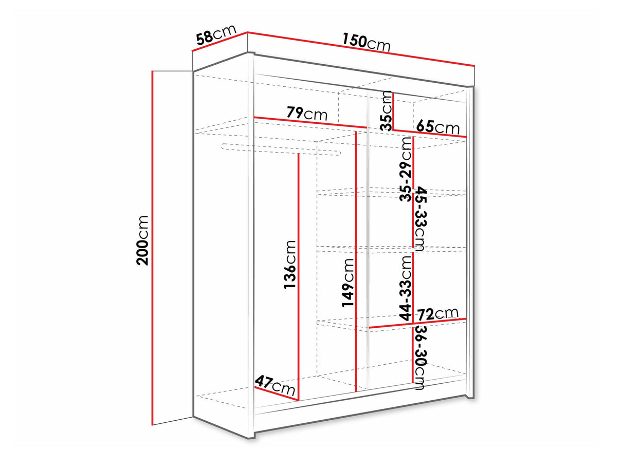 Gardróbszekrény Westa VIII (Presto), Szín: Kasmír, Led világítás: Igen