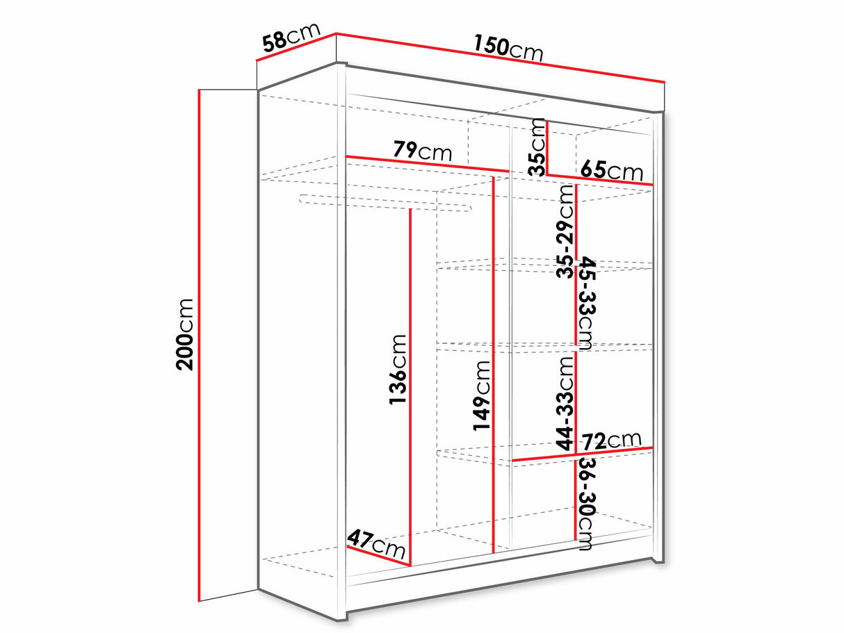 Gardróbszekrény Westa VIII (Presto), Szín: Fehér, Led világítás: Igen