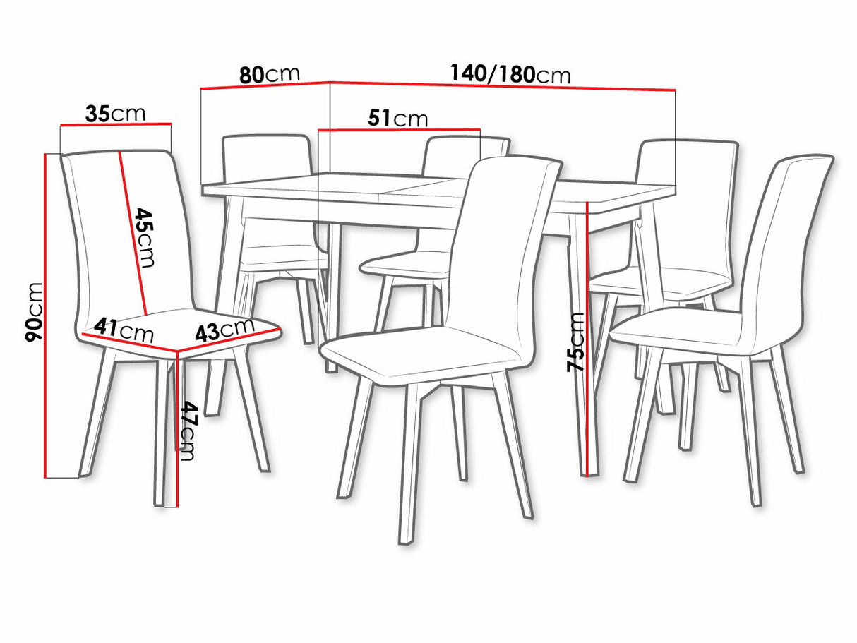 Étkezőgarnitúra Zestaw 24 (OSLO 6 + LUNA 2), Fa színe: Sonoma tölgy, Kárpit: Soro 28