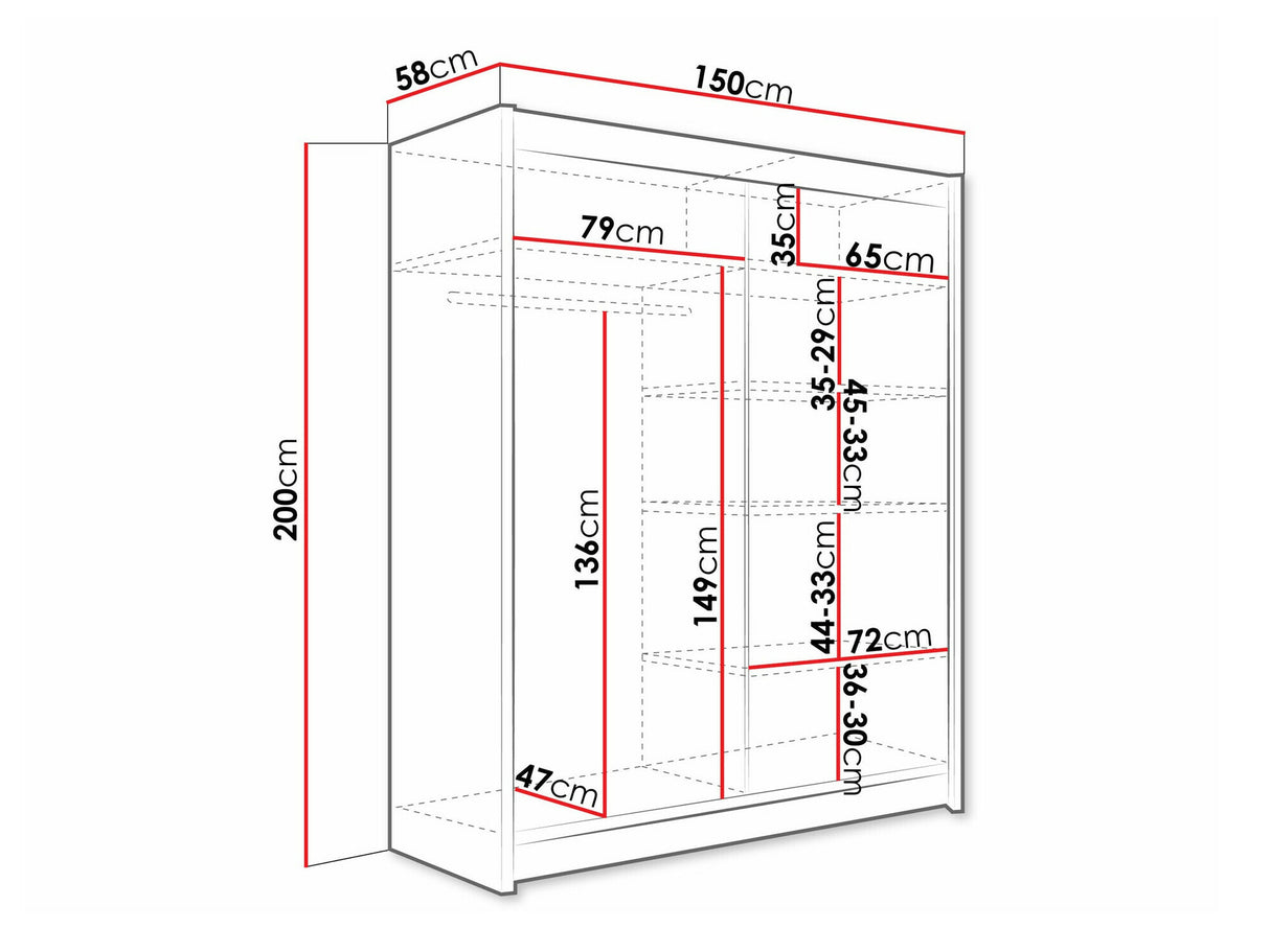 Gardróbszekrény Westa X (Presto), Szín: Kasmír, Led világítás: Igen