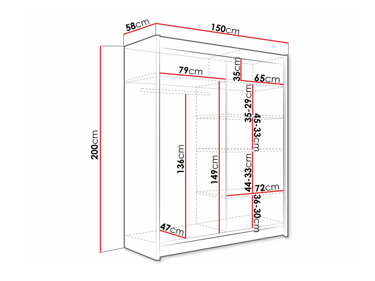 Gardróbszekrény Westa VI (Presto), Szín: Kasmír, Led világítás: Nem
