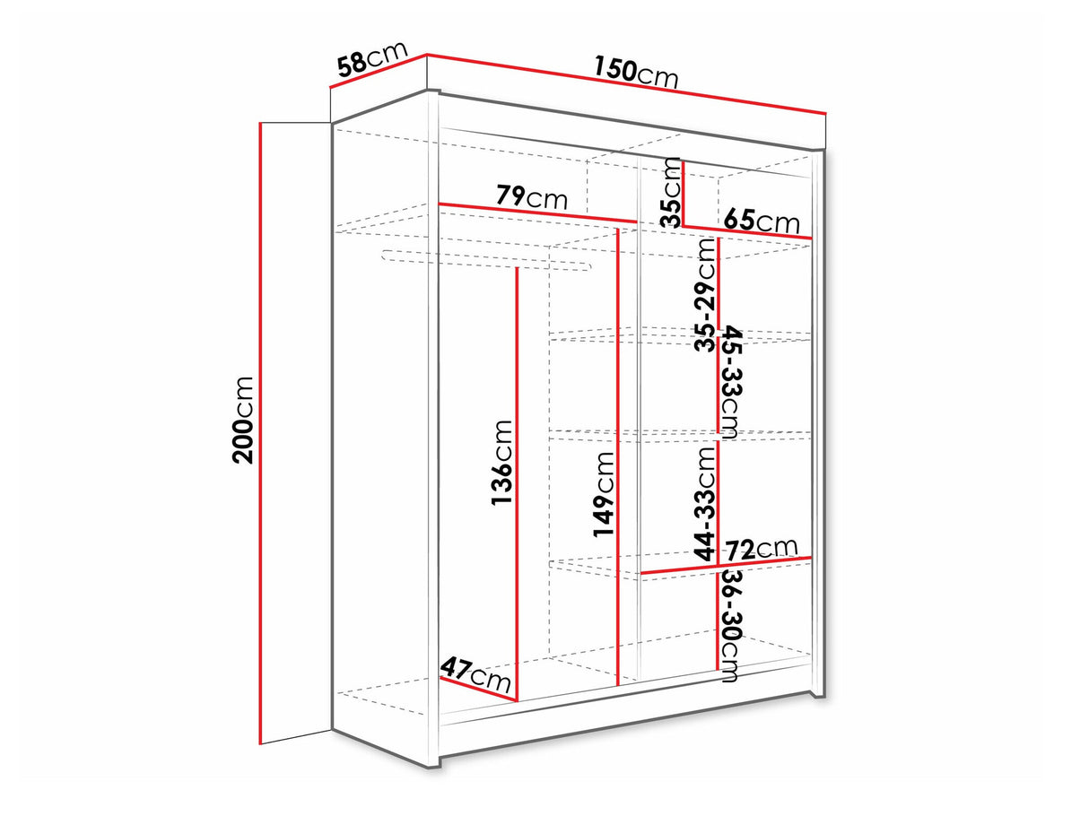 Gardróbszekrény Westa VI (Presto), Szín: Kasmír, Led világítás: Igen