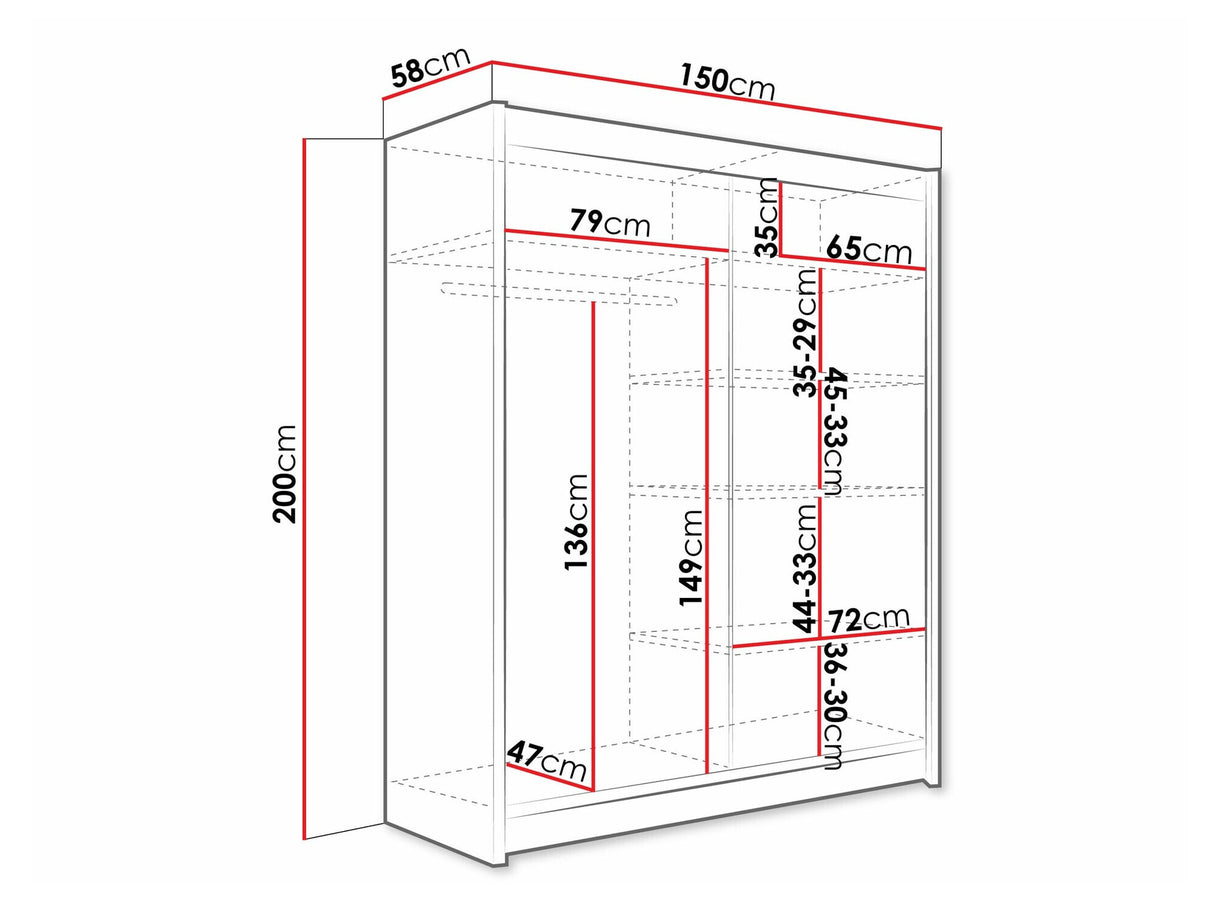 Gardróbszekrény Westa V (Presto), Szín: Kasmír, Led világítás: Nem