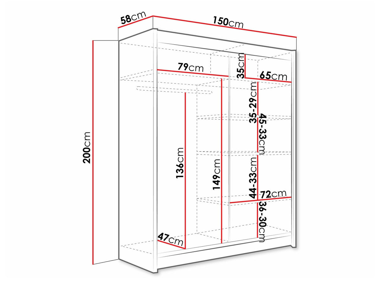 Gardróbszekrény Westa V (Presto), Szín: Kasmír, Led világítás: Igen