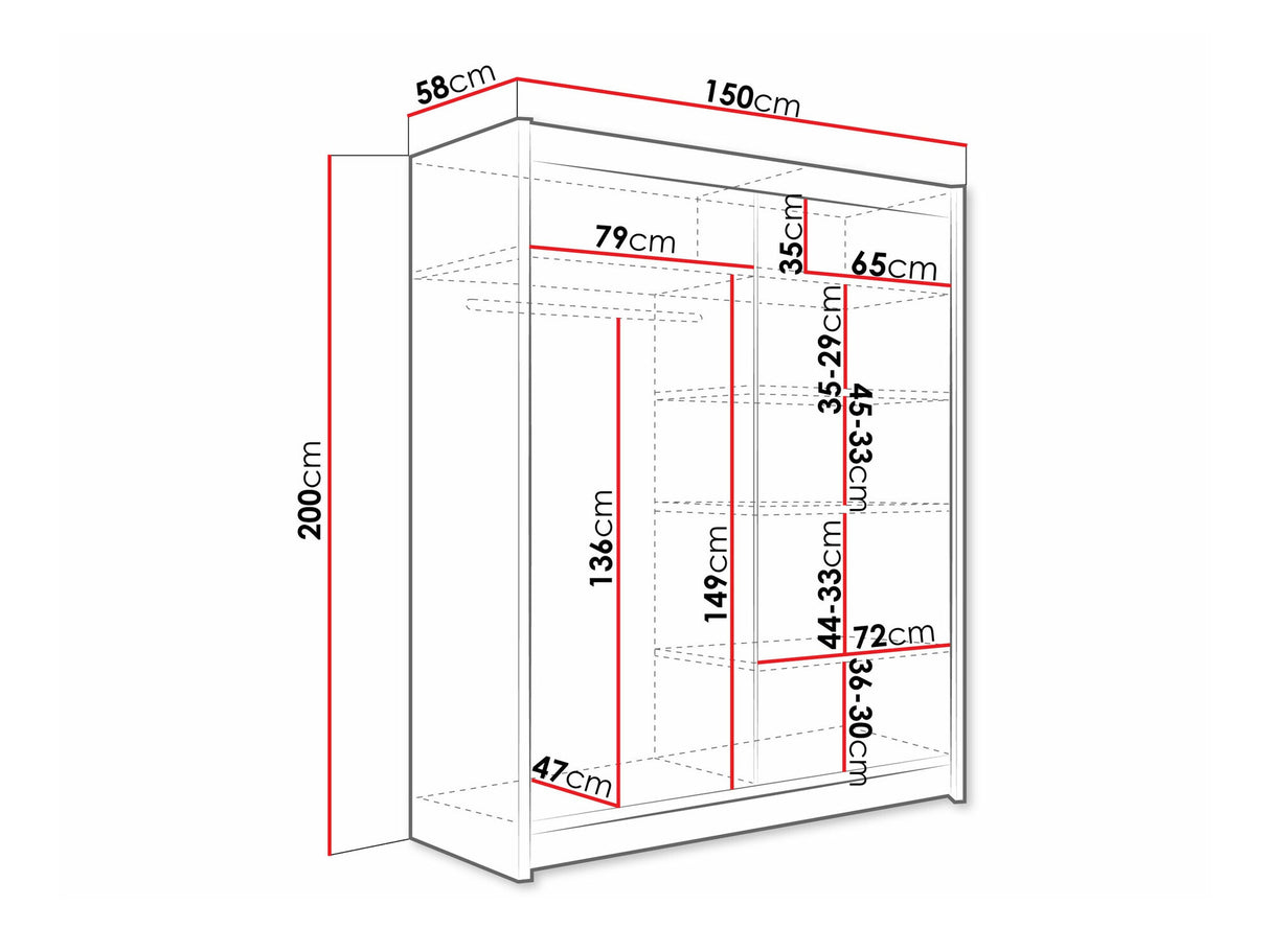 Gardróbszekrény Westa I (Presto), Szín: Kasmír, Led világítás: Igen