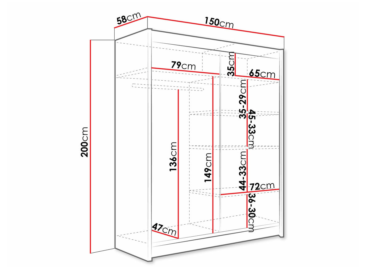 Gardróbszekrény Westa IV (Presto), Szín: Fekete, Led világítás: Nem