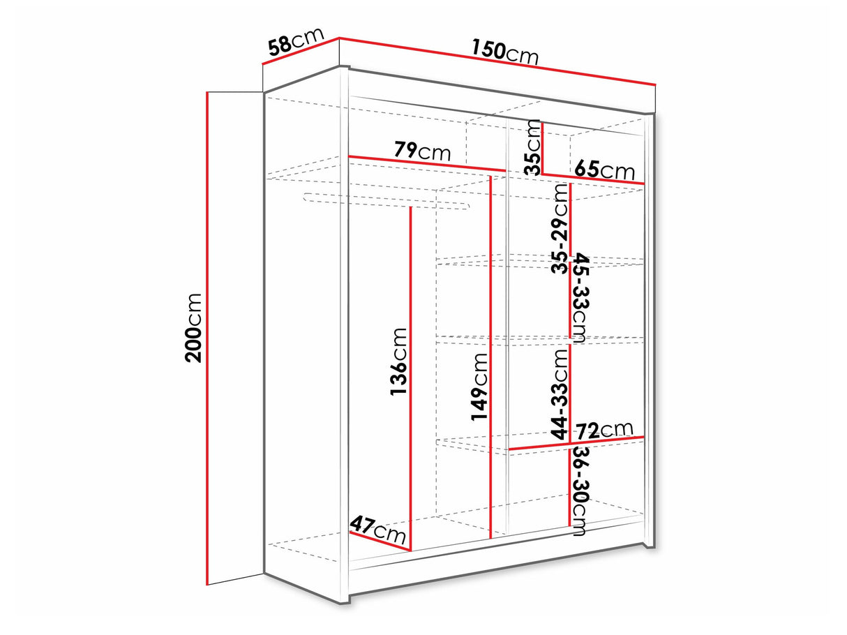 Gardróbszekrény Westa IV (Presto), Szín: Fekete, Led világítás: Igen