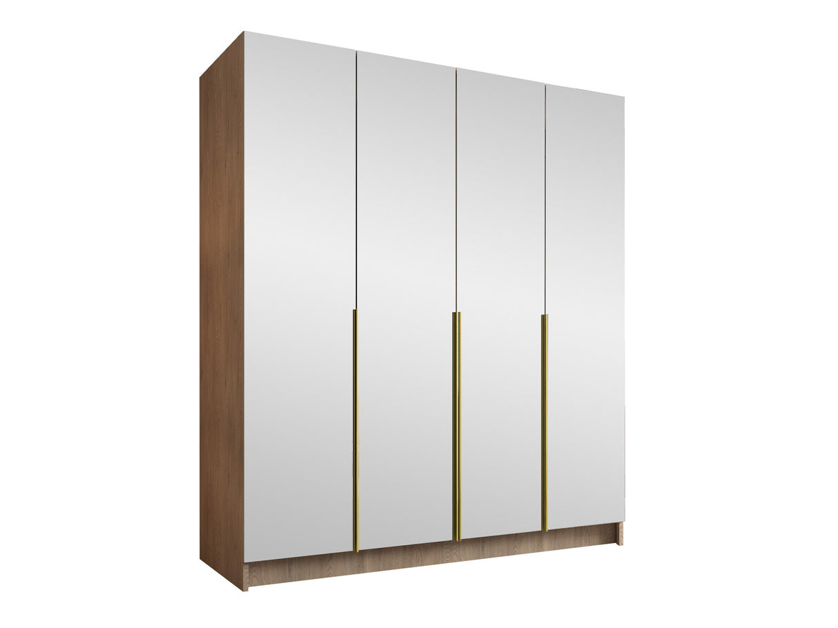Gardróbszekrény Szafa SANTI III, Szín: Fényes fa + Aranysárga