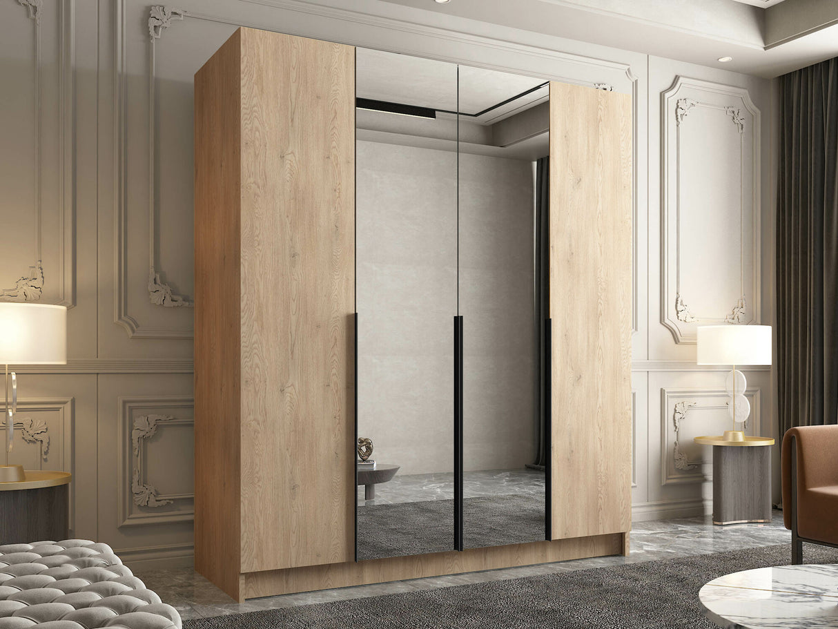 Gardróbszekrény Szafa SANTI II, Szín: Fényes fa + Fekete