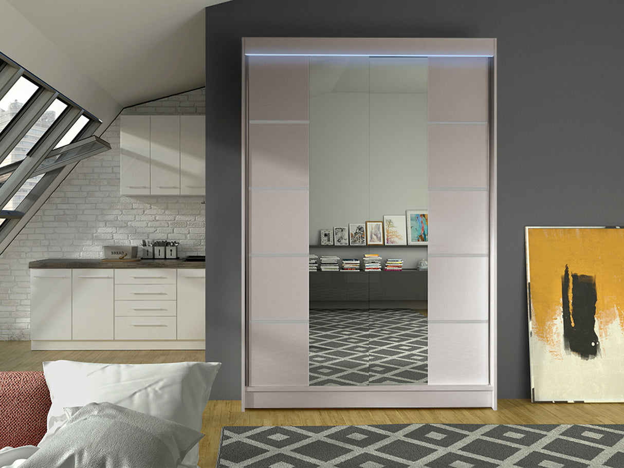 Gardróbszekrény Linem V (Parys V), Szín: Kasmír, Led világítás: Igen