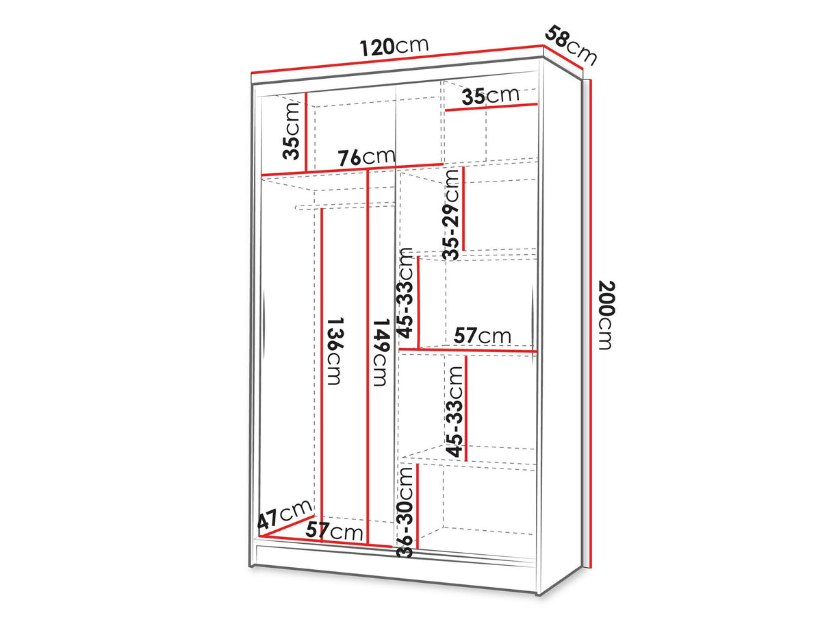 Gardróbszekrény Linem V (Parys V), Szín: Kasmír, Led világítás: Nem