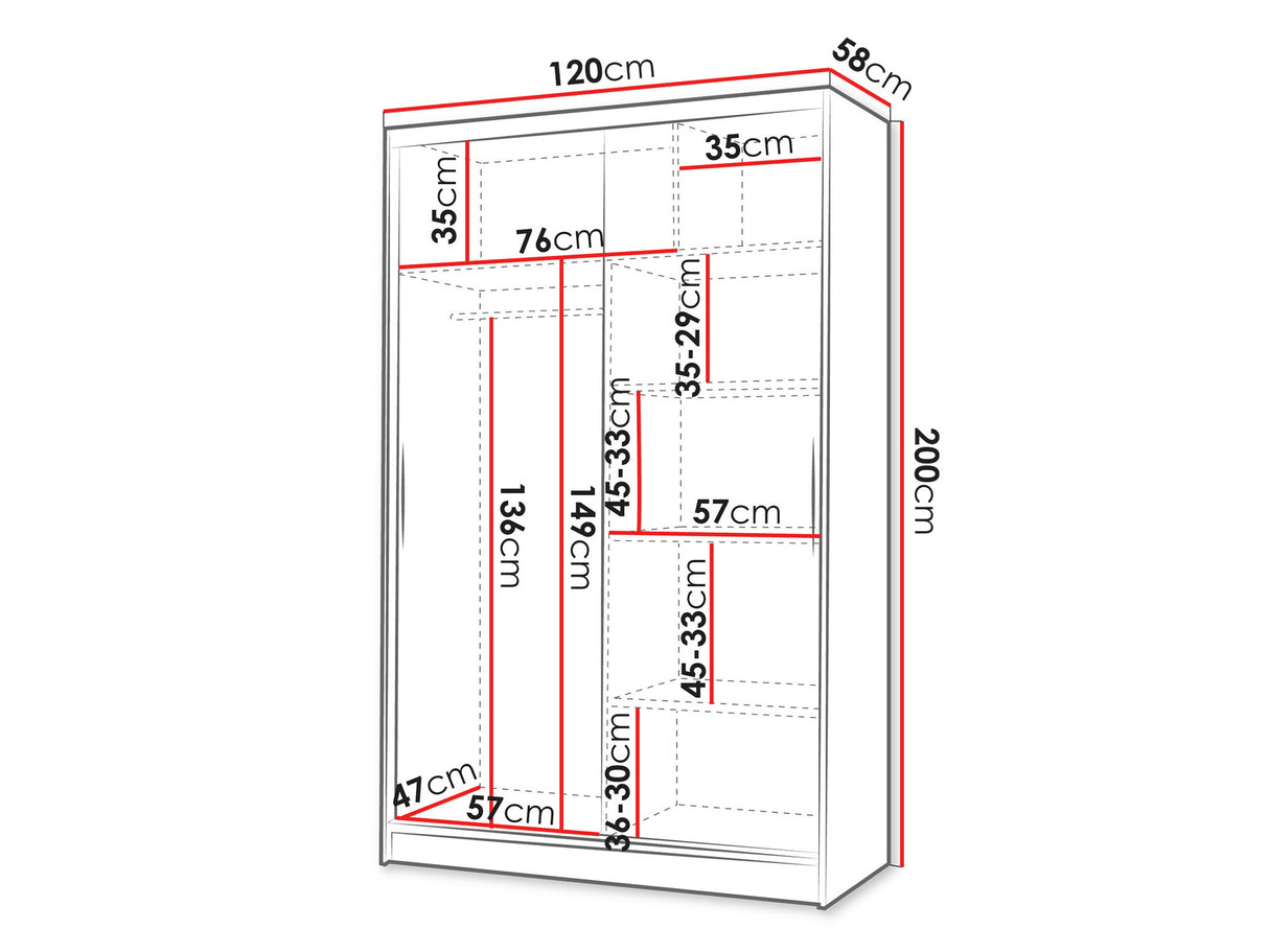 Gardróbszekrény Linem V (Parys V), Szín: Fekete, Led világítás: Nem