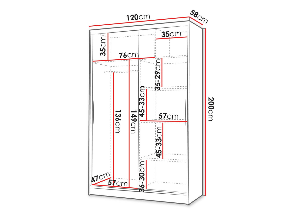 Gardróbszekrény Linem II (Parys II), Szín: Kasmír, Led világítás: Igen