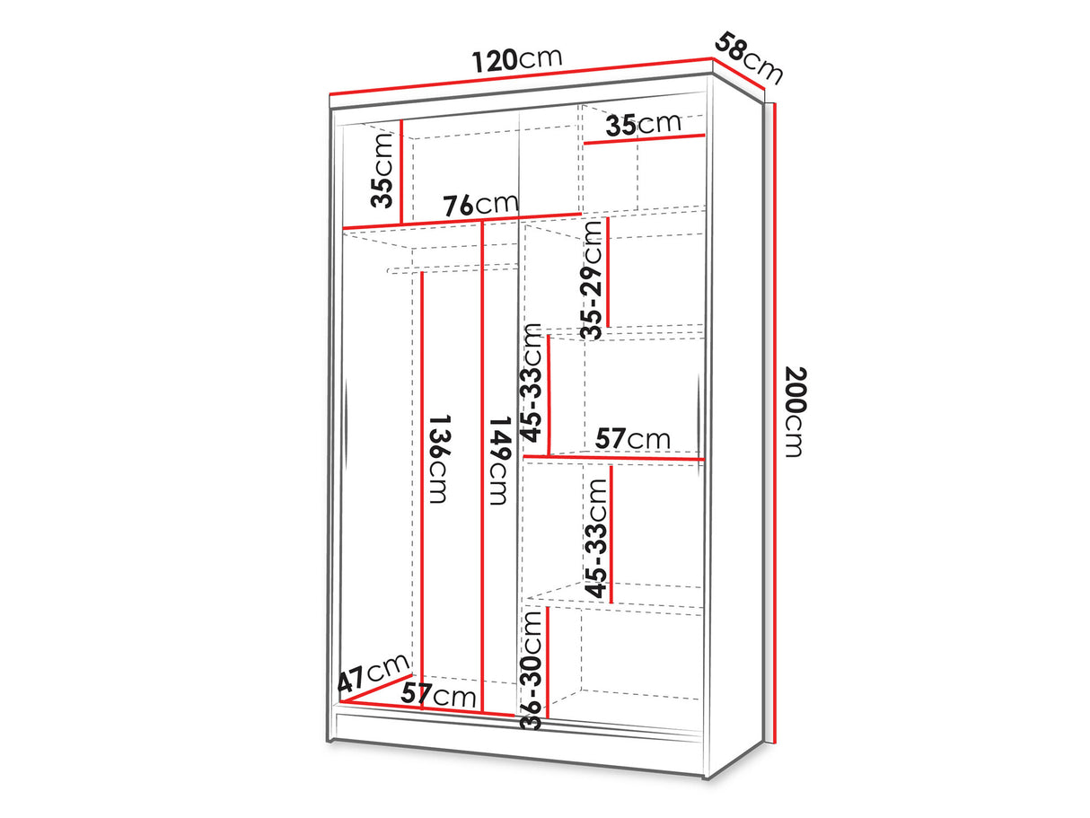 Gardróbszekrény Linem I (Parys I), Szín: Fekete + Fehér, Led világítás: Nem