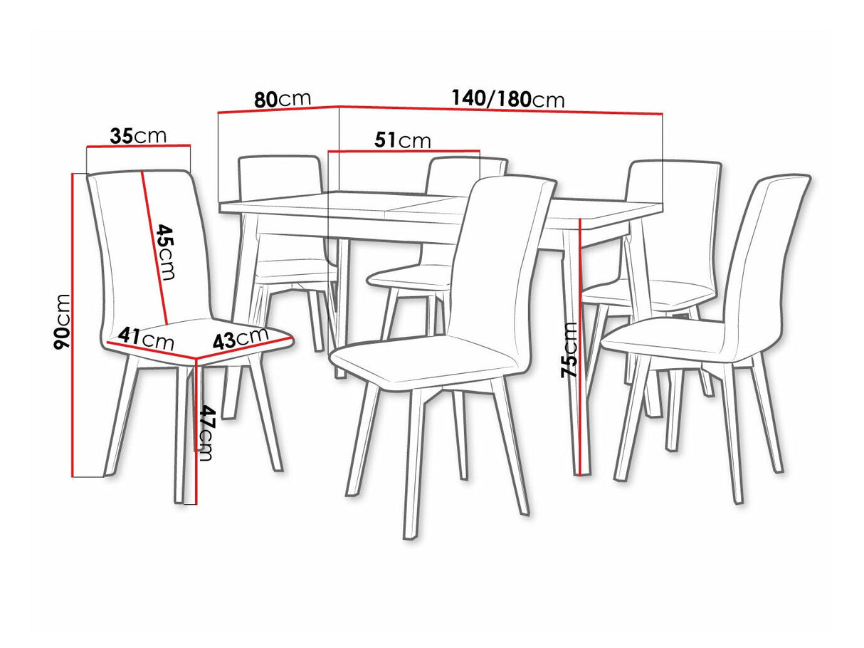 Étkezőgarnitúra 24 (OSLO 6 + LUNA 2) Sonoma, Fa színe: Fehér, Kárpit: Zetta 297