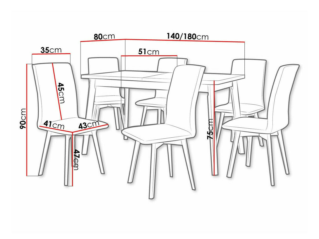 Étkezőgarnitúra 24 (OSLO 6 + LUNA 2) Sonoma, Fa színe: Fekete, Kárpit: Hygge 91