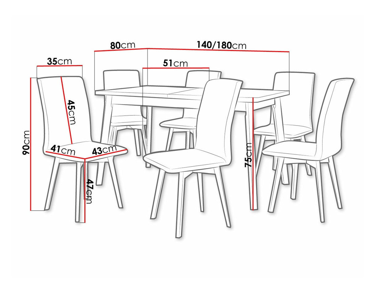 Étkezőgarnitúra 24 (OSLO 6 + LUNA 2) Grandson, Fa színe: Fehér, Kárpit: Zetta 297