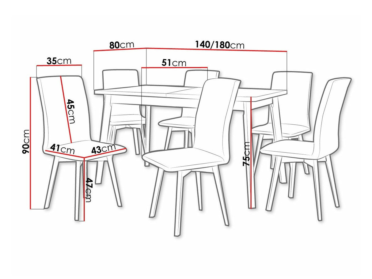 Étkezőgarnitúra 24 (OSLO 6 + LUNA 2) Grandson, Fa színe: Fekete, Kárpit: Hygge 91