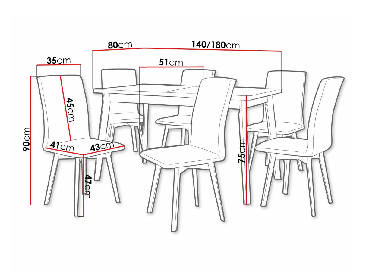 Étkezőgarnitúra 24 (OSLO 6 + LUNA 2), Fa színe: Sonoma tölgy, Kárpit: Zetta 297