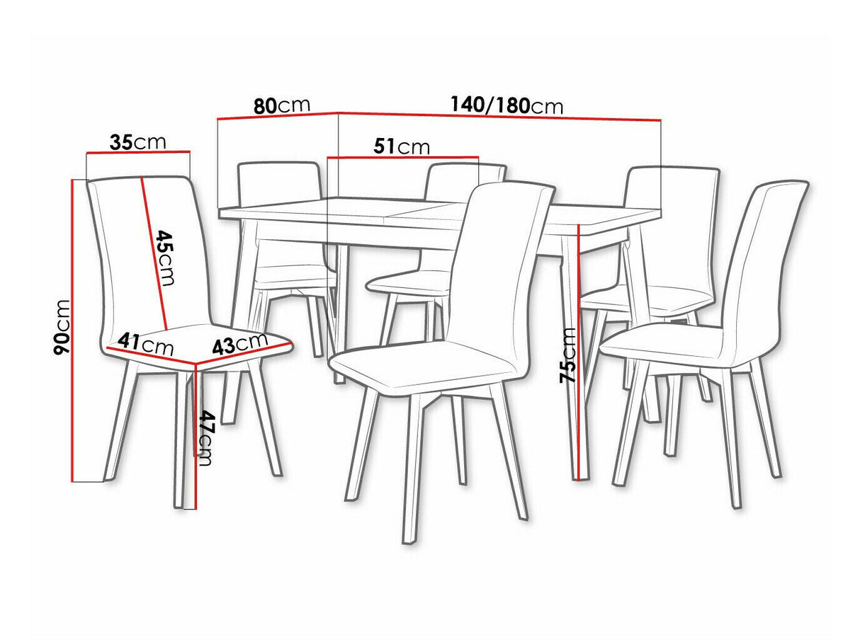 Étkezőgarnitúra 24 (OSLO 6 + LUNA 2), Fa színe: Sonoma tölgy, Kárpit: Soro 28