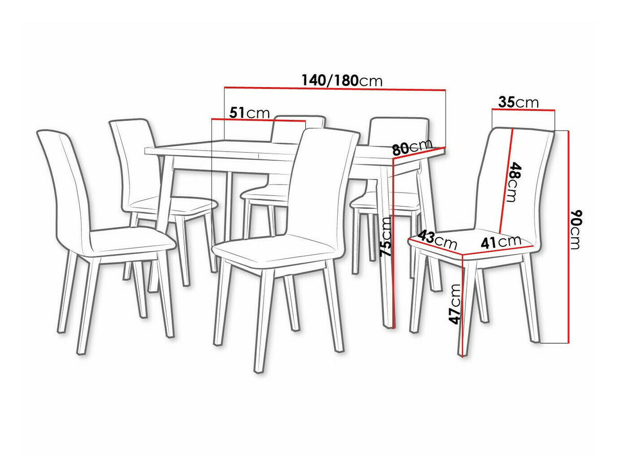 Étkezőgarnitúra 23 (OSLO 5 + LUNA 1) Grandson, Fa színe: Fekete, Kárpit: Zetta 297