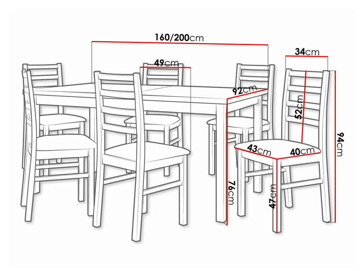 Étkezőgarnitúra 02 (MODENA 2 + NILO 8), Fa színe: Fehér, Kárpit: Kronos 7