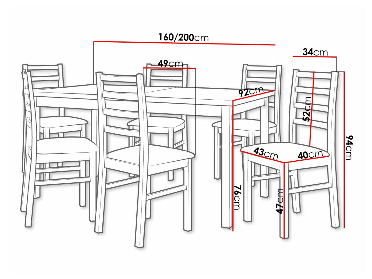 Étkezőgarnitúra 02 (MODENA 2 + NILO 8), Fa színe: Fehér, Kárpit: Kronos 22
