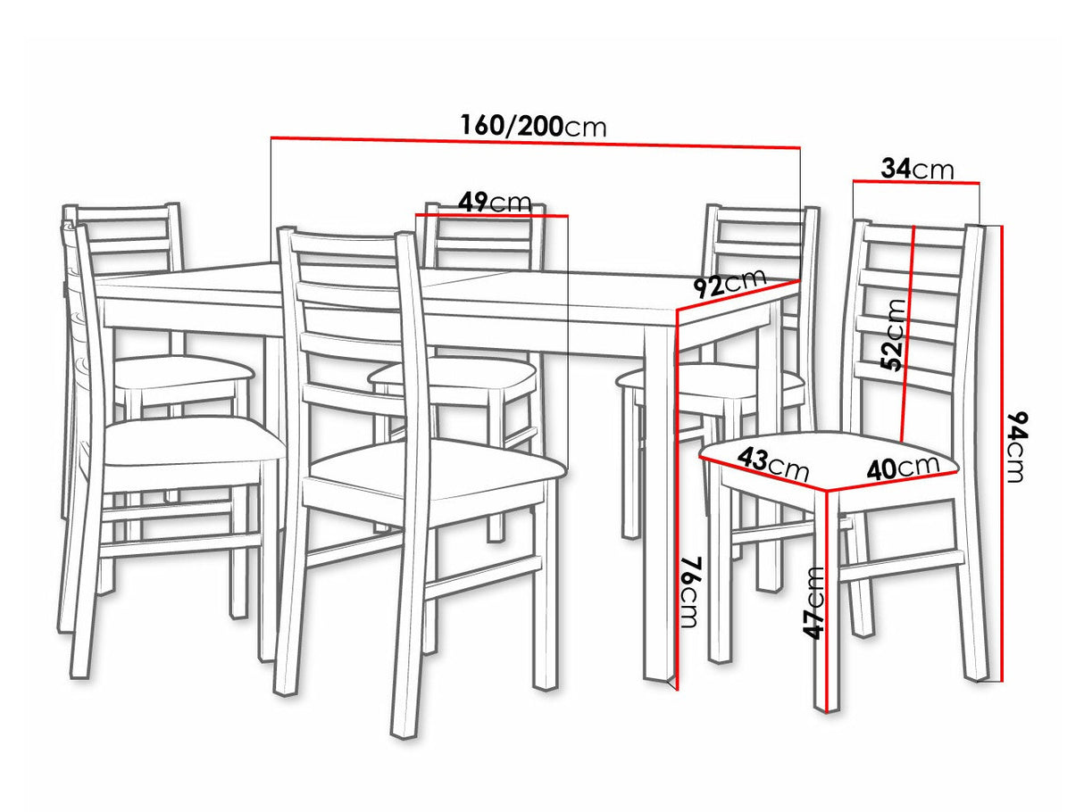 Étkezőgarnitúra 02 (MODENA 2 + NILO 8), Fa színe: Dió, Kárpit: Kronos 7