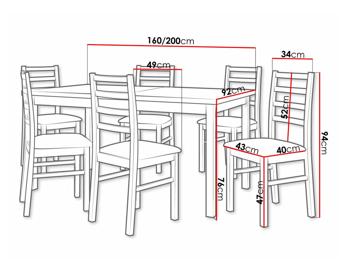 Étkezőgarnitúra 02 (MODENA 2 + NILO 8), Fa színe: Dió, Kárpit: Kronos 22