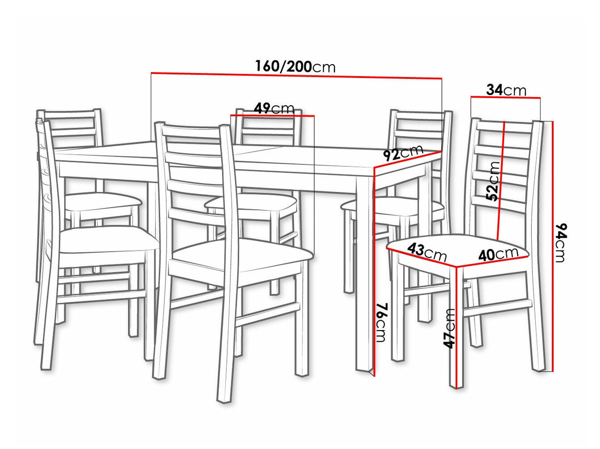 Étkezőgarnitúra 02 (MODENA 2 + NILO 8), Fa színe: Dió, Kárpit: Paros 2
