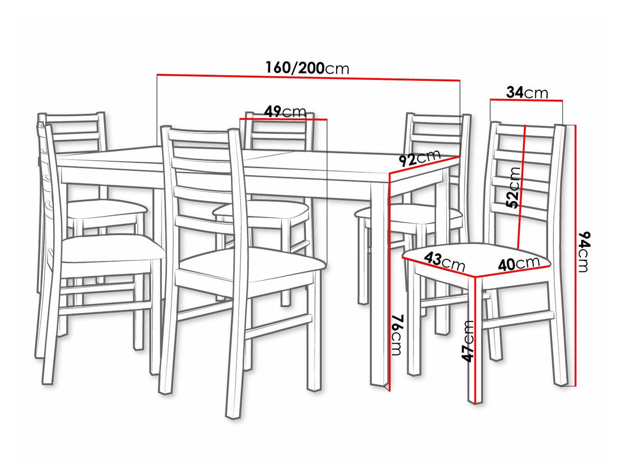 Étkezőgarnitúra 02 (MODENA 2 + NILO 8), Fa színe: Sonoma tölgy, Kárpit: Kronos 22