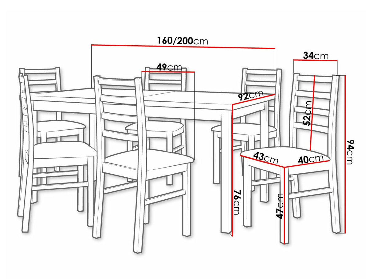 Étkezőgarnitúra 02 (MODENA 2 + NILO 8), Fa színe: Sonoma tölgy, Kárpit: Paros 2