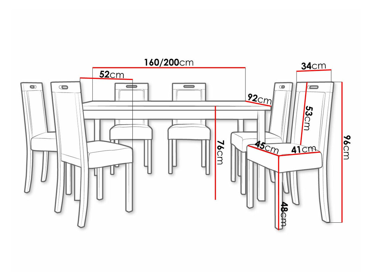 Étkezőgarnitúra 03 (MODENA 2 + ROMA 5), Fa színe: Dió, Kárpit: Kronos 22