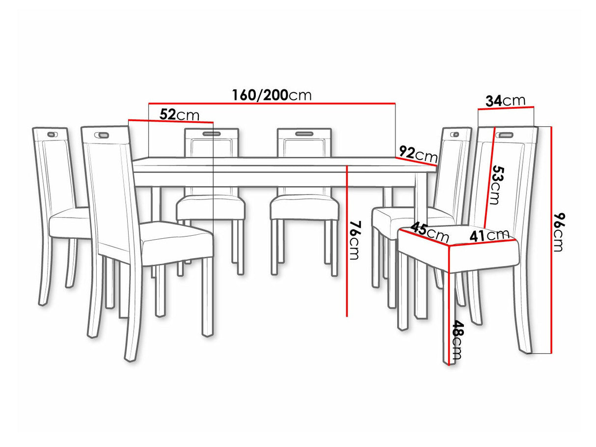 Étkezőgarnitúra 03 (MODENA 2 + ROMA 5), Fa színe: Dió, Kárpit: Paros 2