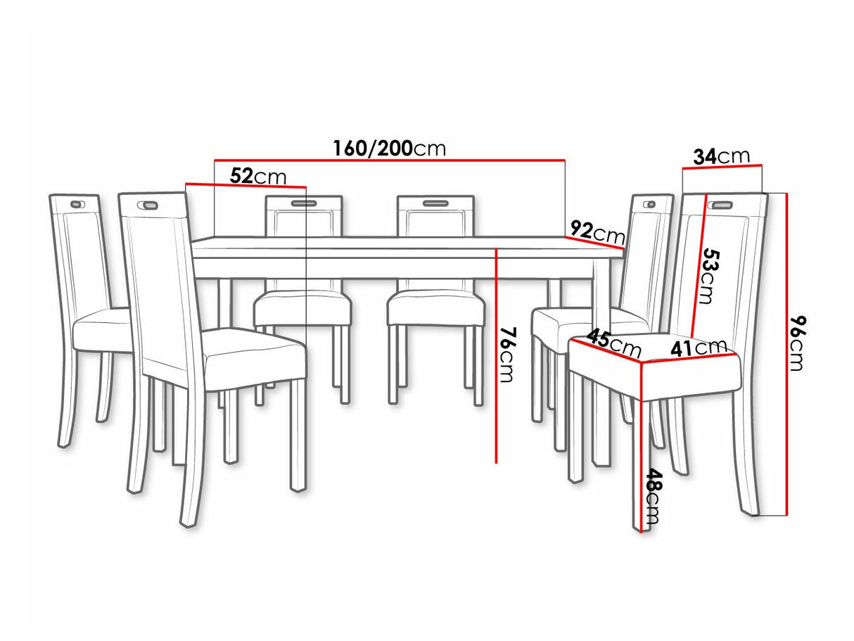 Étkezőgarnitúra 03 (MODENA 2 + ROMA 5), Fa színe: Sonoma tölgy, Kárpit: Kronos 22