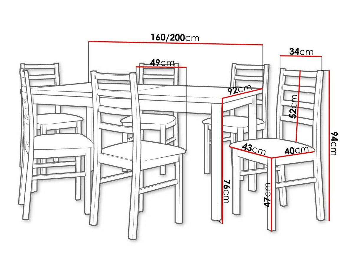 Étkezőgarnitúra 02 (MODENA 2 + NILO 8), Fa színe: Sonoma tölgy, Kárpit: Kronos 7