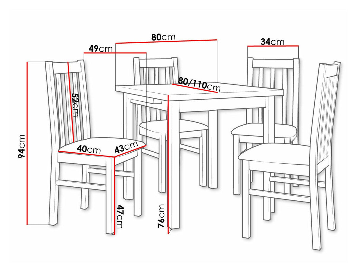 Étkezőgarnitúra 14 (MAX 7 + BOS 10), Fa színe: Fehér, Kárpit: Kronos 7