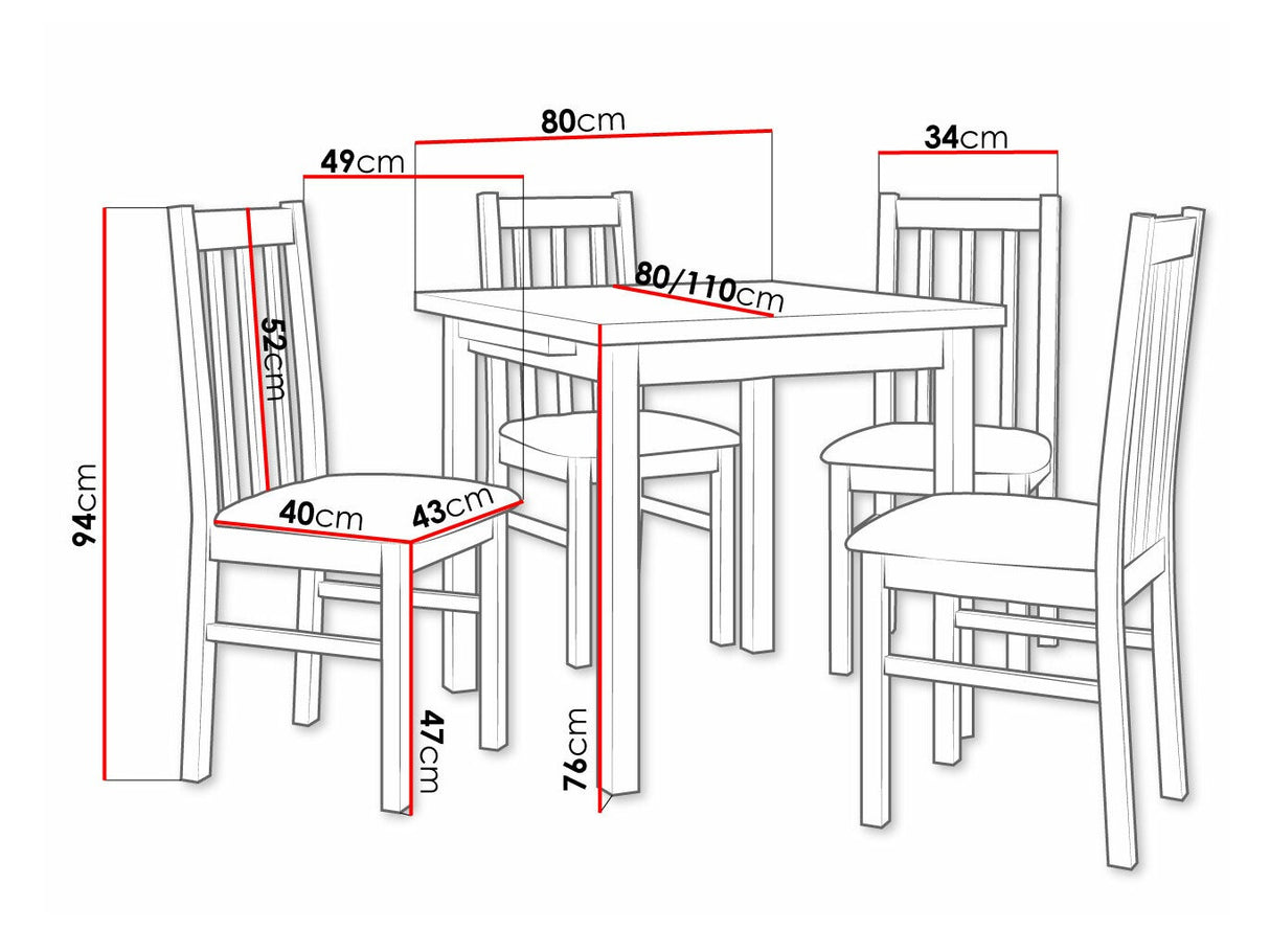 Étkezőgarnitúra 14 (MAX 7 + BOS 10), Fa színe: Fehér, Kárpit: Kronos 22