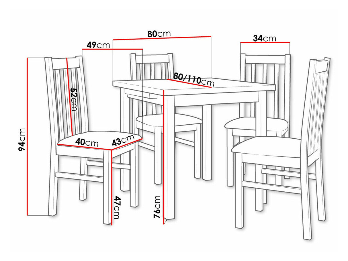 Étkezőgarnitúra 14 (MAX 7 + BOS 10), Fa színe: Dió, Kárpit: Kronos 22