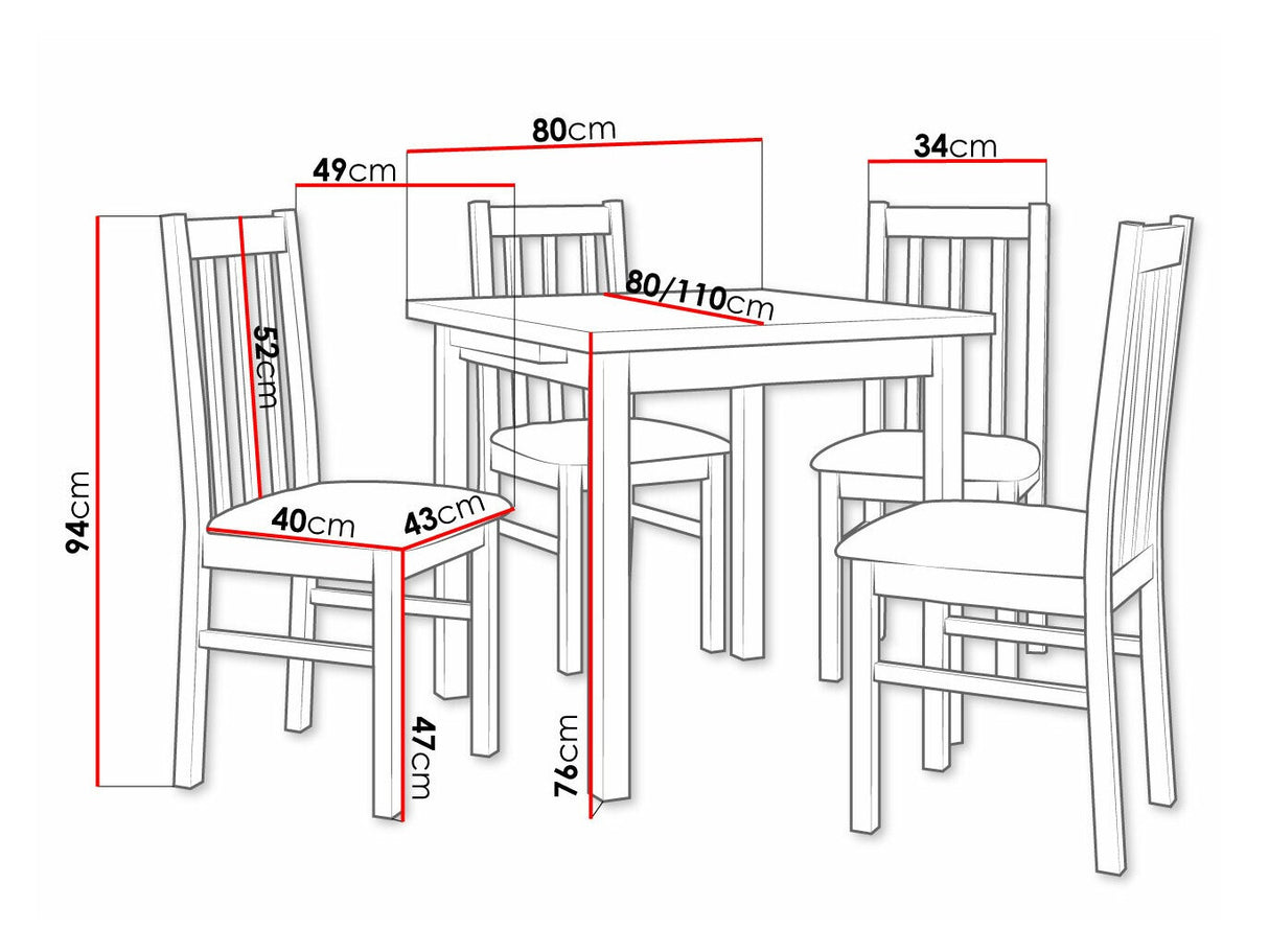 Étkezőgarnitúra 14 (MAX 7 + BOS 10), Fa színe: Sonoma tölgy, Kárpit: Kronos 22
