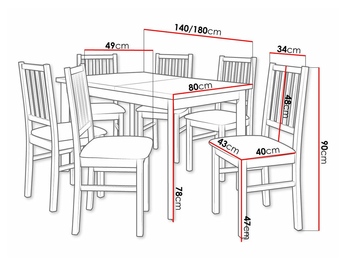Étkezőgarnitúra 15 (MODENA 1P + NILO 7), Fa színe: Fehér, Kárpit: Kronos 7